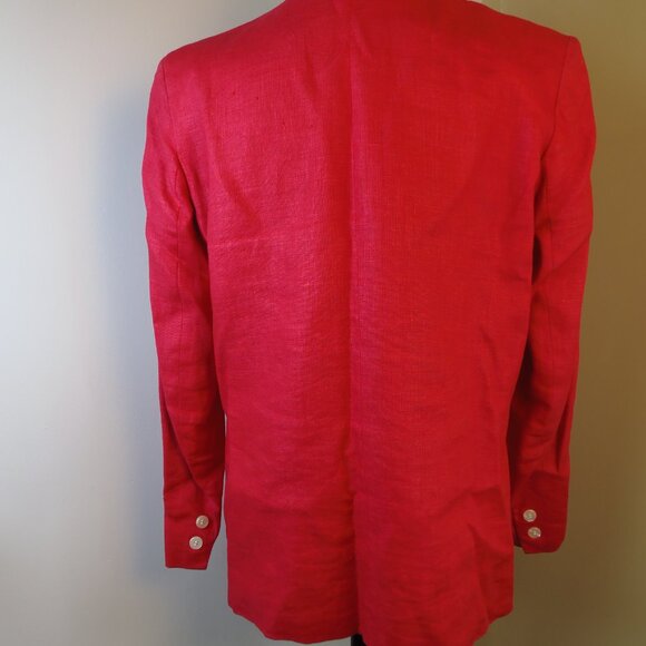 Vintage Chaus Women's 100% Linen Red Blazer SZ 12 Costumer 70s Officewear - Picture 10 of 10